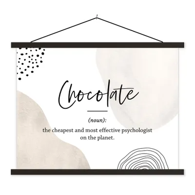 Produktbild von MuchoWow® Textilposter Sprichwörter - Schokolade - Zitate - Wörterbuch - Definition Schokolade 150x113 cm mit holzfarbenen Rahmen - Poster
