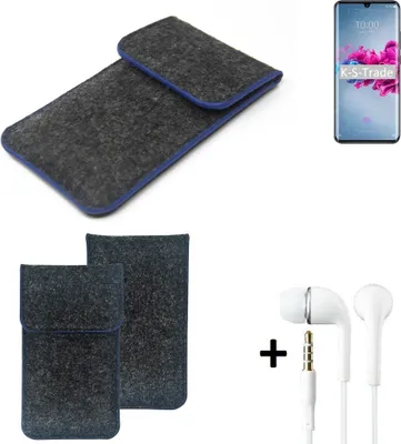 Produktbild von K-S-Trade Handy Schutz Hülle kompatibel mit ZTE Axon 11 5G Schutzhülle Handyhülle Filztasche Pouch Tasche Case Sleeve Filzhülle dunkelgrau, blauer