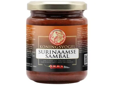 Immagine prodotto di KONINGSVOGEL Surinaamse Sambal 270 g | Sambal Suriname | salsa molto piccante | Very Spicy Sauce