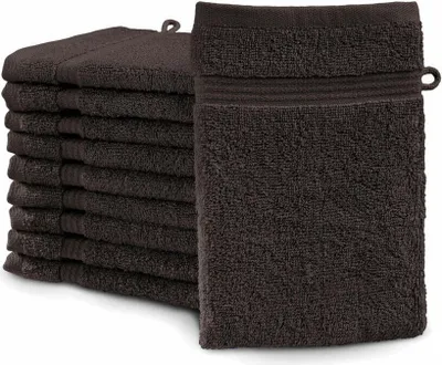 Produktbild von Castell Frottier Waschhandschuh 10er Set, 100% Baumwolle, 550g/m², Mocca, 16x21 cm, 0100144/549/747/605