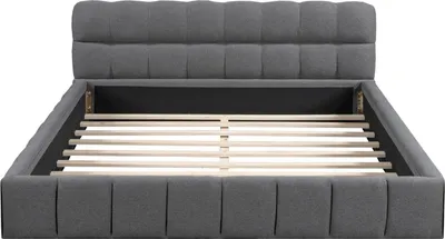 Obrázok produktu pre Rám postele – dvojposteľ – 140 x 190 cm – čalúnené čelo – rošt – bez matraca – tmavošedá