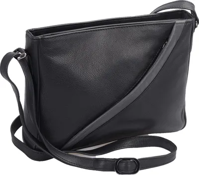 Produktbild von Lemondo Leder Umhängetasche Damen schwarz-grau mit 2 Hauptfächern
