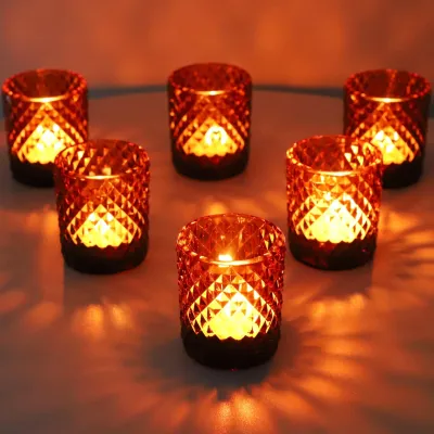 Produktbild von Vohocandle Braun Windlicht Glas 12er Set für die Herbstdeko
