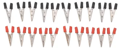 Obrázek produktu pro 20 kusů krokosvork, červené a černé, s otvorem 1 cm, elektrické testovací svorky, bateriové svorky z nerezové oceli