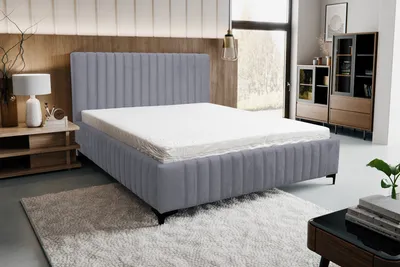 Image de VENASI QUANT Lit rembourré 160x200 GRIS avec coffre de lit sans matelas Velour WHISPER 17 Lit