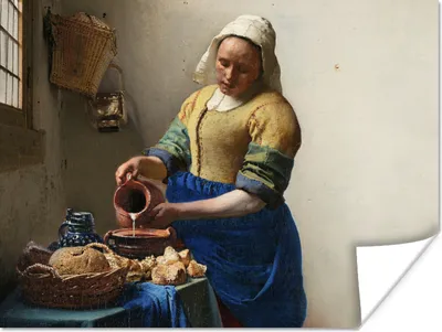 Produktbild von MuchoWow® Poster Das Milchmädchen - Kunst - Alte Meister - Vermeer 80x60 cm - Kunst für zu Hause