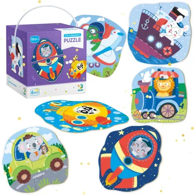 Productafbeelding van DoDo Puzzel 2-3-4 Elementen 6-in-1 - Dieren op reis