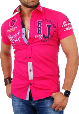 Produktbild von Redbridge Herren Polo Style Kurzarm Hemd RB-2123 Pink S