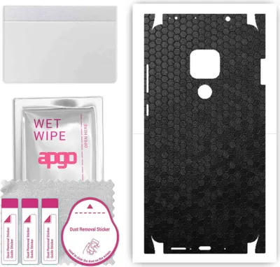 Produktbild von apgo Rückseite + Seiten Schutzfolie, Skin, kompatibel mit Huawei Mate 20, Hinten Displayschutzfolie aus Vinylfolie, kratzfest, einfache Montage - Schwarze Honigwabe