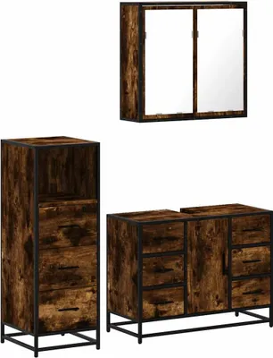 Immagine prodotto di vidaXL Set di mobili da bagno a 3 pezzi in legno di quercia affumicata