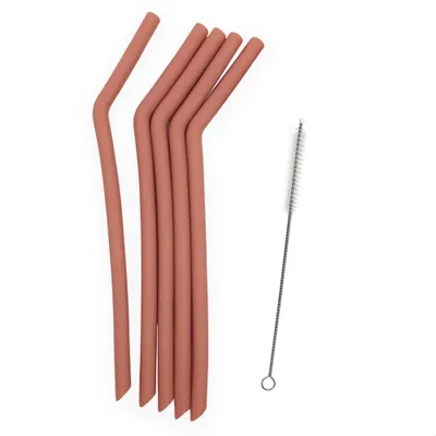 Produktbild von Smikkels Silikon Trinkhalme XL rosa - wiederverwendbare Strohhalme
