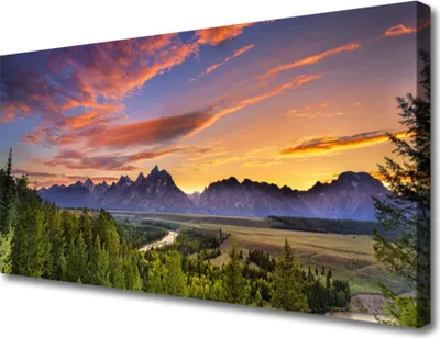 Produktbild von Tulup Leinwand-Bilder 100x50 Wandbild Canvas Kunstdruck Gebirge Wald Natur
