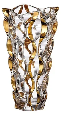 Handbemalte Goldene Vase 28 cm – Blumendeko für Wohnzimmer