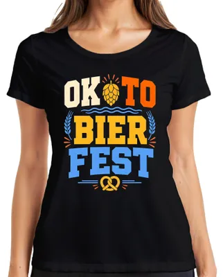 Productafbeelding van OKTO BIER FEST: , Beieren, Feest, Bier, Lederhose, Dirndl, Dames T-shirt, Zwart, Maat M