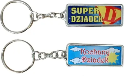Zdjęcie produktu dla brelok metalowy prostokątny Dziadek 10 szt.