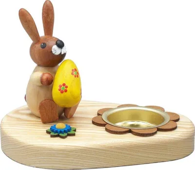 Produktbild von Osterdekoration Teelichthalter Hase mit Ei natur BxHxT 10x7x7cm NEU