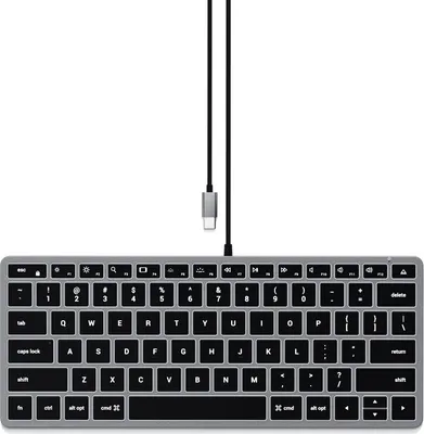 Image de Satechi Slim W1 avec câble Clavier - Disposition QWERTY complète - Touches de fonction pratiques - Rétroéclairage réglable
