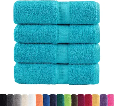 Produktbild von vidaXL Premium Waschhandtücher SOLUND 4 Stück Türkis 30x30 cm 600 g/m²