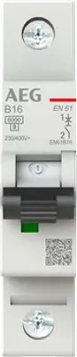 Image de AEG EN61B16 Disjoncteur de protection de ligne AEG ElfaPlus 6kA, caractéristique B, 16A, 1P 2CDS251088R0165