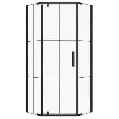 Zdjęcie produktu dla Kabina natryskowa Kerra Metro, 90x90 cm, pięciokątna, czarna z dekorem