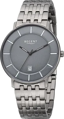 Image de Regent Montre Homme F-1175 métal quartz montre bracelet titane argent D2URF1175