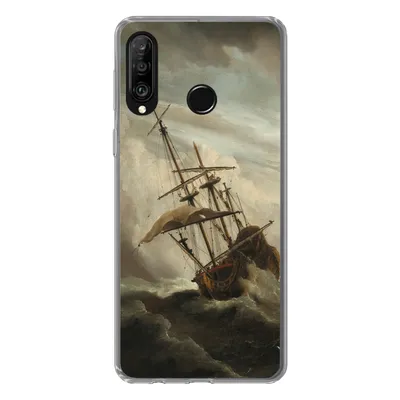 Produktbild von MuchoWow® Handyhülle Schutzhülle Hülle für Huawei P30 Lite Ein Schiff auf offener See während eines Sturms - Gemälde von Willem van de Velde Silikon Softcase Handy Hülle - Handyhülle