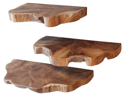 Produktbild von FURNLUX Wandregal Linie Teak 55cm (3 Stk.) / Hauptfarbe: Braun / Abmessungen: 55 x 4 x 25 cm