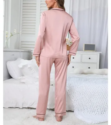 Immagine prodotto di Solidchoice - Set di pigiama in raso da donna, composto da pantaloni lunghi e top