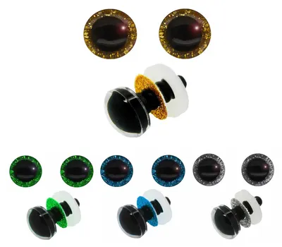 Produktbild von 5 Paar Glitzer-Augen Kunststoffauge 20mm Sicherheitsaugen Puppen, Kuscheltiere Farbwahl, Farbe:Farbmix 1