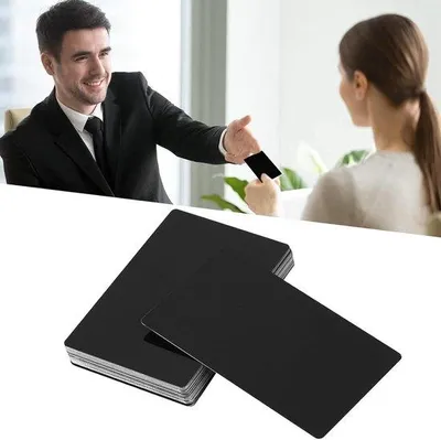 Image de Cartes de visite en aluminium, 0,22 mm, noir, 8,6 x 5,4 cm