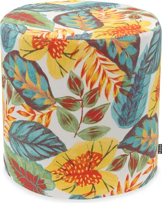 Produktbild von H.O.C.K. Tropical Outdoor Hocker rund Pouf ø45x45cm col. 230 yellow aqua multi sunny