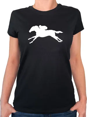 Produktbild von Huuraa Damen T-Shirt Pferderennen Silhouette M Black Bio Baumwolle Fairtrade Damenshirt Geschenkidee
