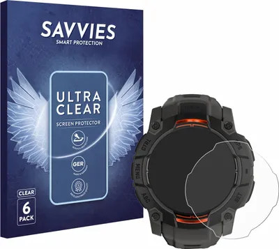 Produktbild von 6x Für Garmin Instinct 3 Solar (50 mm) Schutzfolie Savvies Displayschutz Display Schutz Folie Klar Transparent