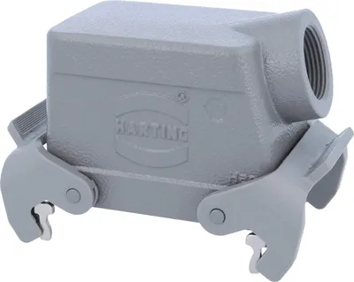 Produktbild von HARTING Han 32A Tüllengehäuse niedrig, 1xM25 seitlicher Kabelabgang, mit 2 Querbügeln Verschraubung M25 Klemmbereich