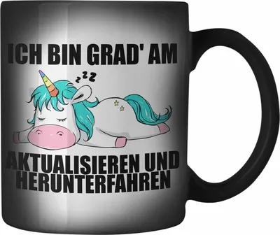Produktbild von Trendation - Lustige Einhorn Spruch Mitarbeiter Geschenk Arbeitskollege Farbwechsel Zauber-Tasse Kollegin Abschiedsgeschenk (Schwarz)