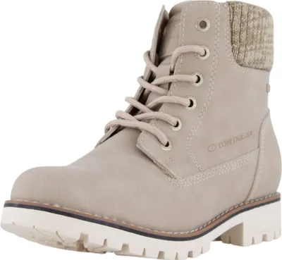 A single beige boot is shown against a white background.