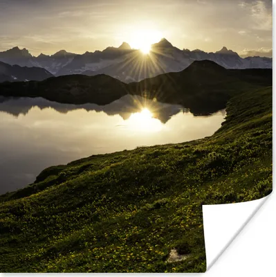 Produktbild von MuchoWow® Poster Schweiz - Alpen - Wasser 50x50 cm - Wohnzimmerdekoration