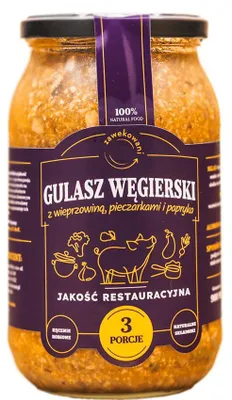 Zdjęcie produktu dla Gulasz węgierski z wieprzowiną, pieczarkami i papryka 900 ml Zawekowani