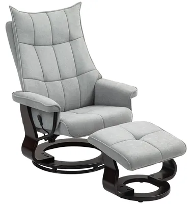 Produktbild von HOMCOM Relaxsessel mit Hocker, Drehbar Liegesessel mit Samtoptik, Grau
