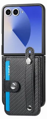 Produktbild von Für Samsung Galaxy Z Flip7 5G Aufstellbare Kunstleder Wallet Band Hülle Schwarz