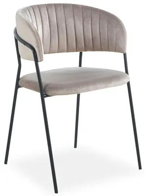 Image de MENZZO Lot de 8 chaises Tabata Métal Noir et Velours Taupe