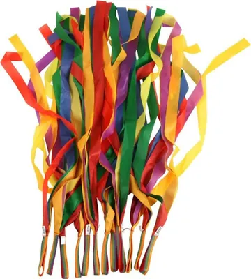Obrázek produktu pro Duha, cvičební pomůcky, žonglérské plátno, gymnastická stuha, taneční stuha, Rainbow, 12 kusů