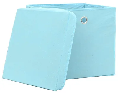 Produktbild von vidaXL Aufbewahrungsboxen mit Deckeln 4 Stk. Babyblau 32x32x32cm Stoff