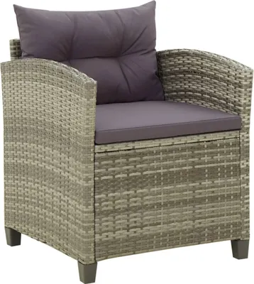 Produktbild von "2026 Promotion" Gartenstuhl mit Kissen Poly Rattan Grau - Gartenstühle CC9583