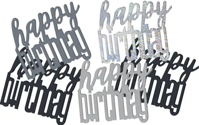 Produktbild von Konfetti schwarz & silber Happy Birthday