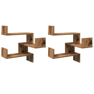 Immagine prodotto di Mensole Angolari 2pz Legno Antico 40x40x49,5 cm in Truciolato
