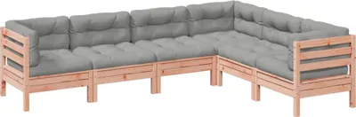Image de vidaXL Ensemble de 6 canapés de jardin avec coussins en bois massif de douglas