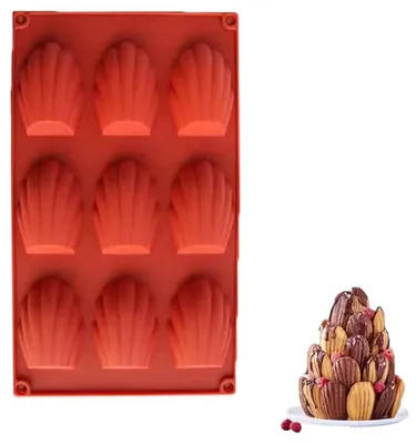Produktbild von Madeleine-Form – Madeleine-Backform – Silikon – 9 Madeleines – Muschelförmige Kuchen – 32/17 cm – flexible Form – wiederverwendbar – Backform für Desserts – CHPN