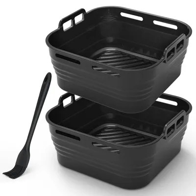 Imagen del producto de Moldes de silicona para freidora de aire, aptos para usar con aceite, de 21 cm, paquete de 2 unidades