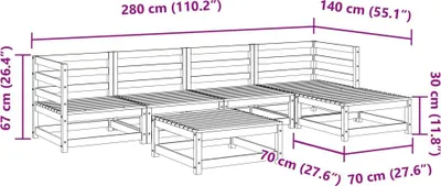Produktbild von vidaXL 6-tlg. Garten-Sofagarnitur Kiefernholz Imprägniert